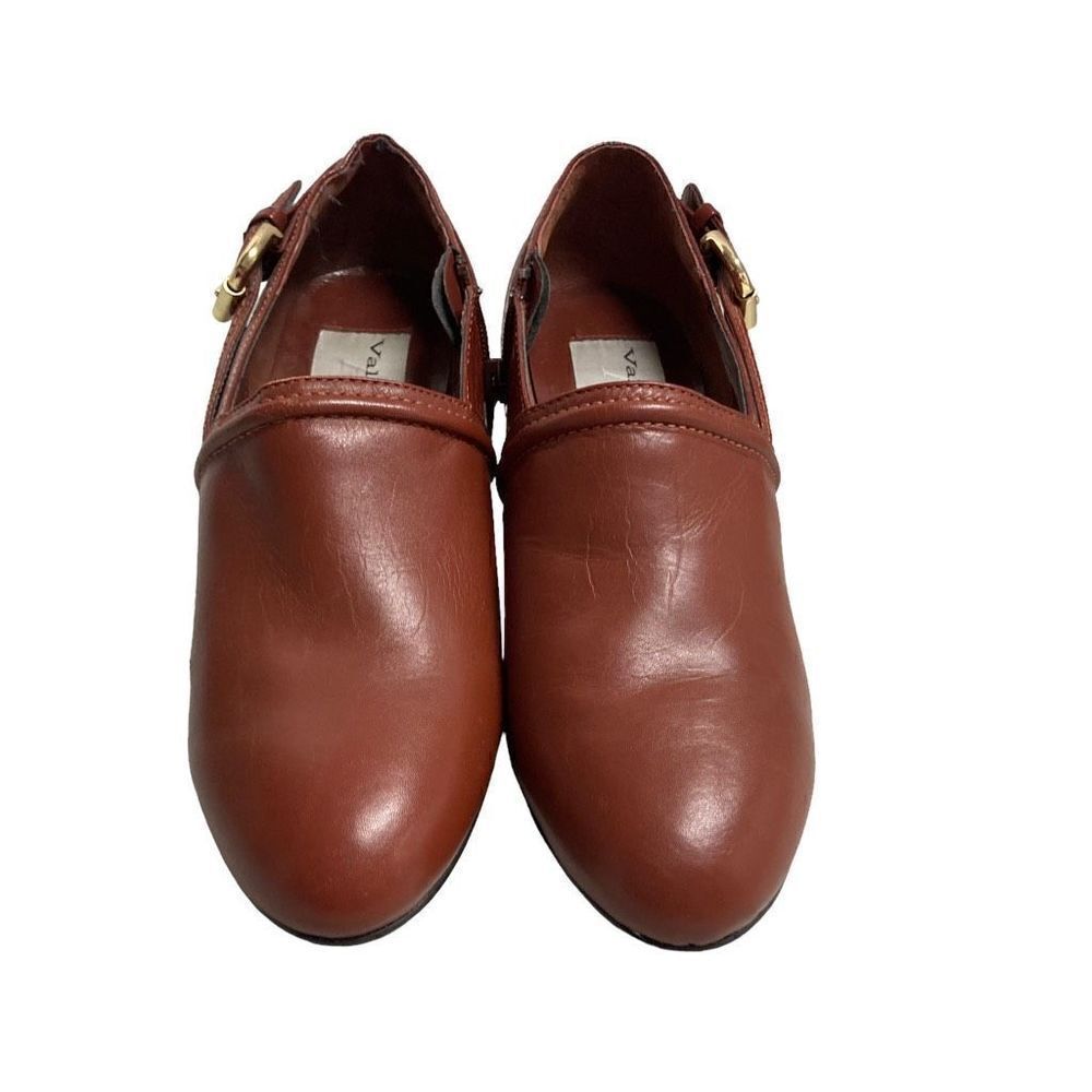 AJ Valenci Women's Brown Leather Chunky Heel Slip-on Ankle‎ Boots Size 7